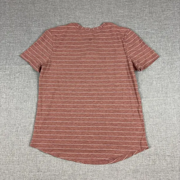 Lululemon Athletica T-Shirt Womens 2 Red Striped Crew Neck Short Sleeve Top - Image 8