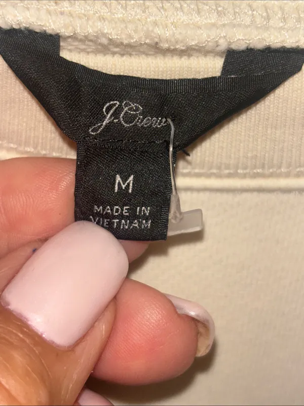 J Crew Cream Colored Sweatshirt Featuring Metallic Rose Gold Beaute Lettering - Image 3