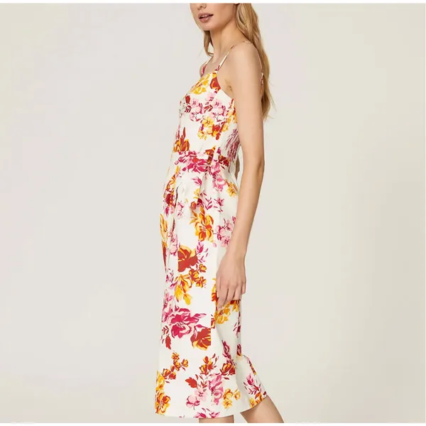 Great Jones Floral Midi Slip Dress SIZE 14 Cocktail Cotton Ruched Designer $250 - Image 3