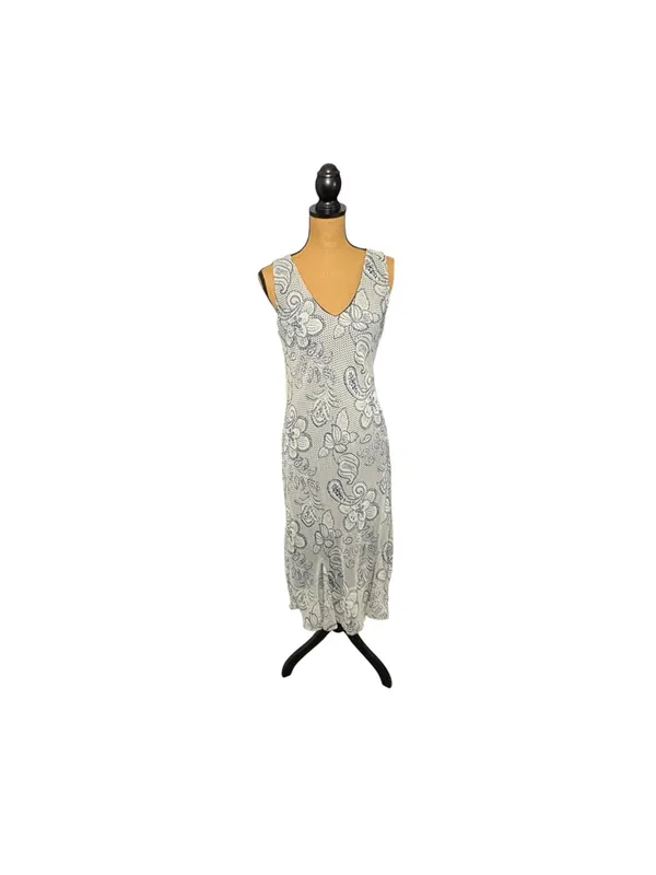 Vintage Y2K Dressbarn Paisley Midi Dress 8 Whimsigoth Fairy Grunge Boho V Neck - Image 2