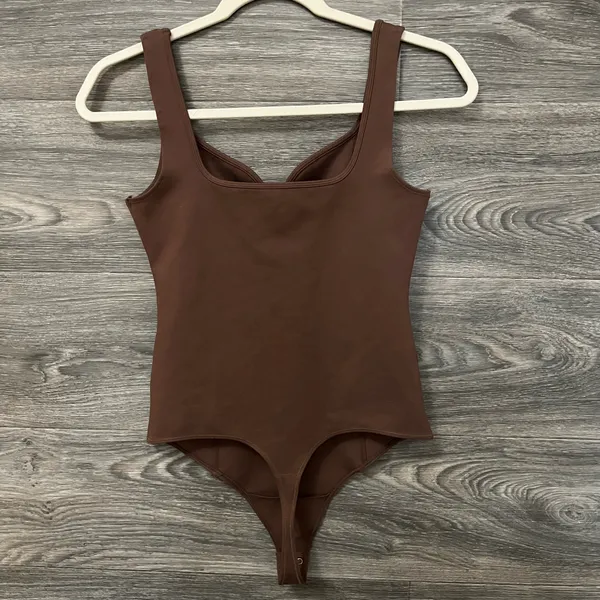 Abercrombie & Fitch Sweetheart Neck Bodysuit Soft A&F Collection XS Brown Thong - Image 4