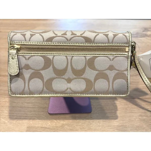 Coach Poppy Signature Graffiti Slim Envelope Wallet Khaki Gold‎ Wristlet 46438 - Image 2