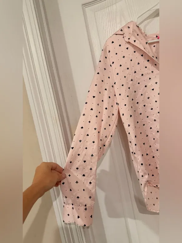 FINAL PRICE Betsey Johnson Pink Button-Front Heart Print Pajama Top - Image 4