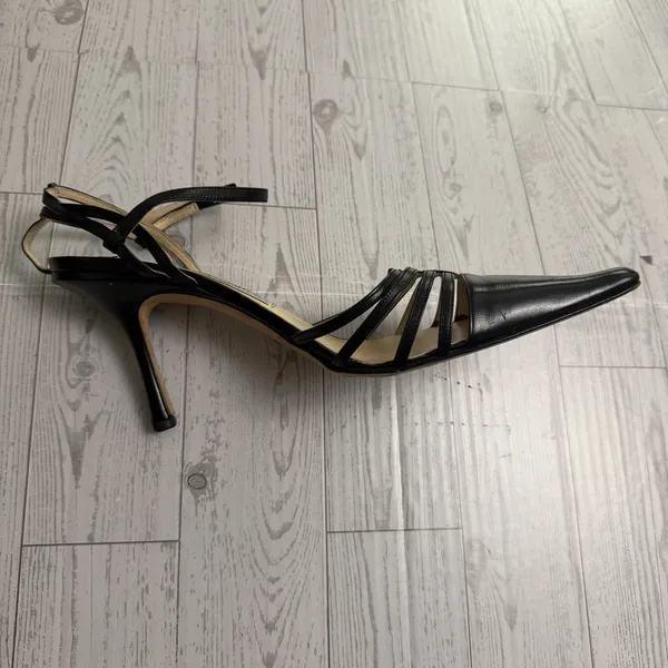 00s Y2k‎ JIMMY CHOO Black Strappy Cut Out Pointed Toe Stiletto Heeled Shoes 38.5 - Image 7