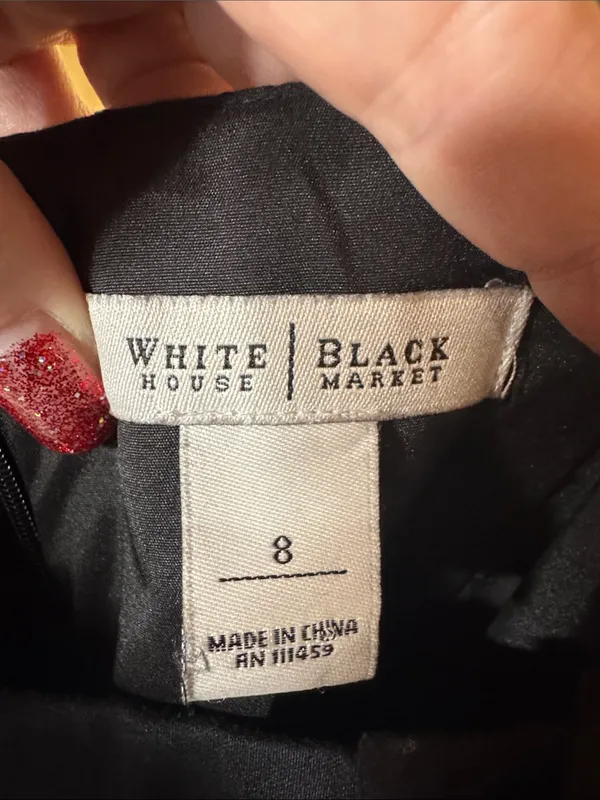 White House Black Market Colorblock Sheath Dress Black Ivory Size 8 - Image 3