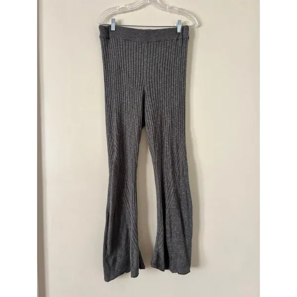 Free People Asbury‎ Sweater Lounge Set Grey Cable Knit Flare Pants Ribbed Cozy - Image 5