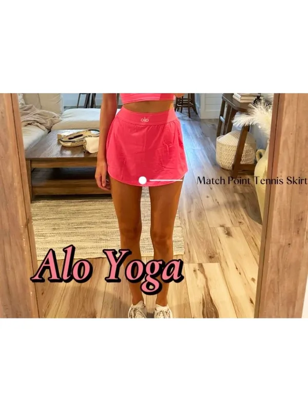 Alo Match Point Tennis Skirt Pink Fuchsia Hot Yoga Exercise Sports Shorts Skort - Image 7