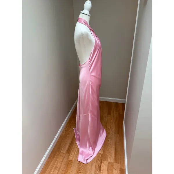Show Me Your Mumu Jasmine Halter Maxi Dress Light Pink Luxe Satin Size Medium - Image 9