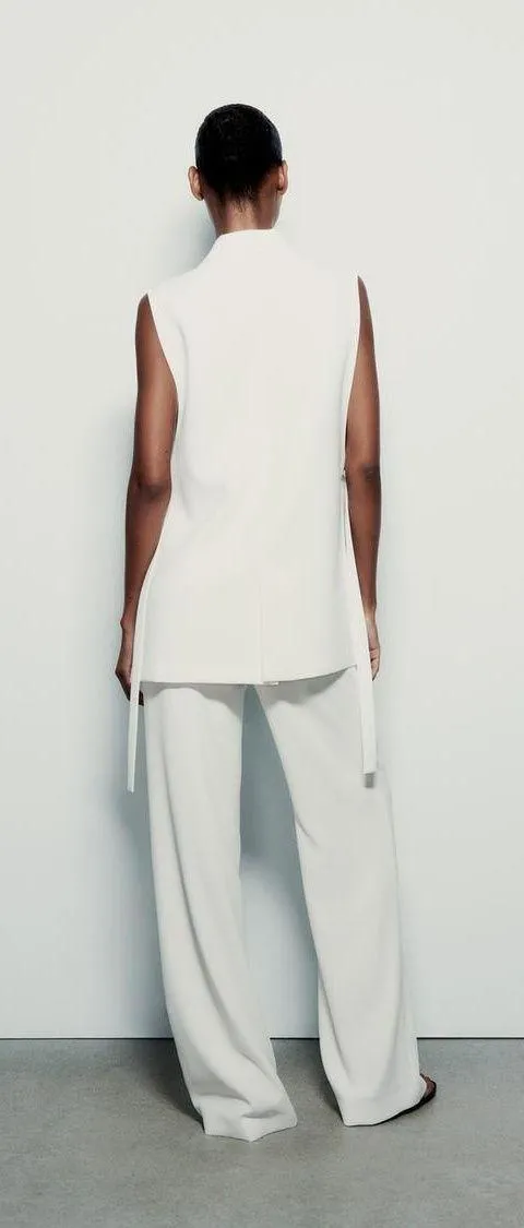 Zara blazer vest coat cream waistcoat with vents - Image 15