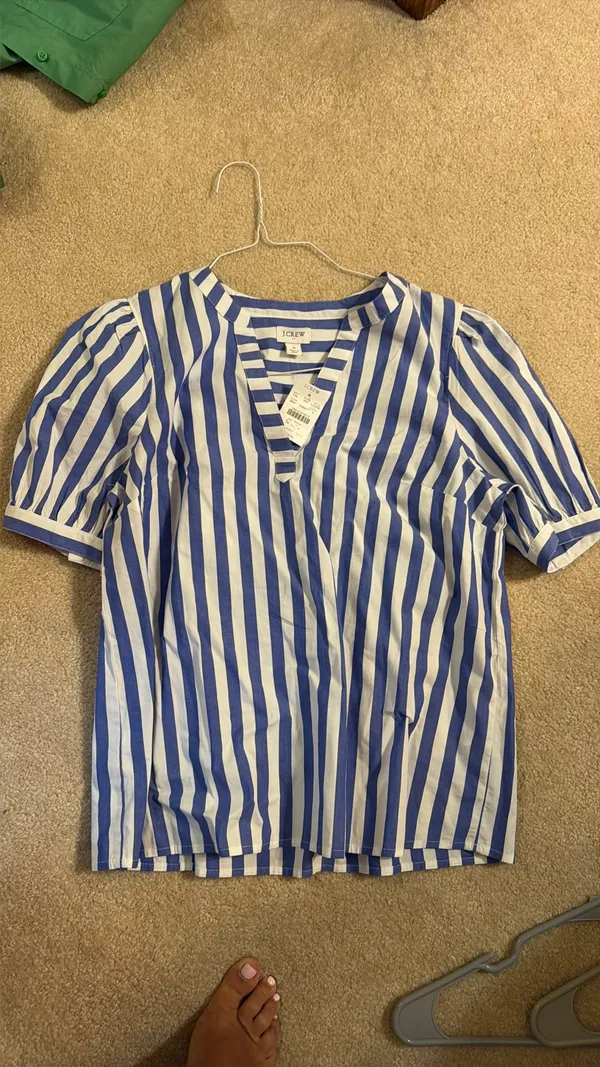 J Crew blue and white stripe blouse  - Image 3