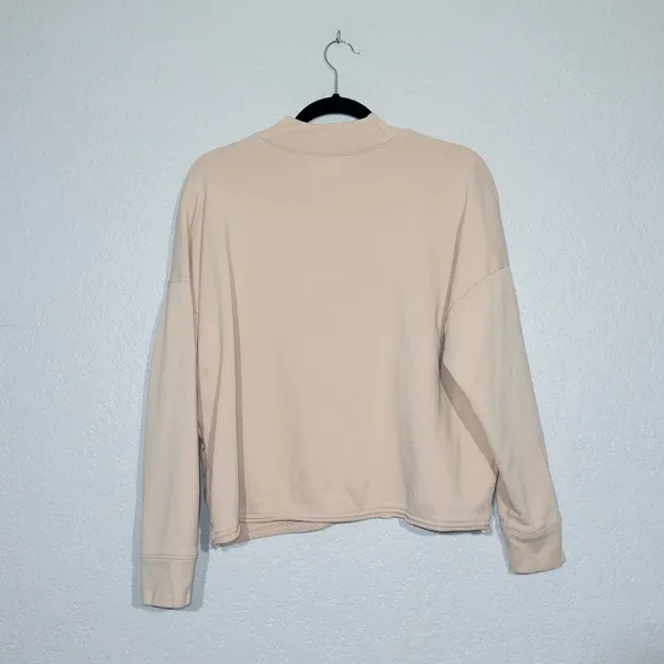Madewell Avalon Pink Hemp-Cotton Mockneck Sweatshirt Size Medium - Image 9