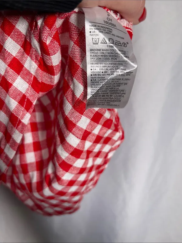 Old Navy Womens Red Gingham Linen Blend Halter Top New Small - Image 3
