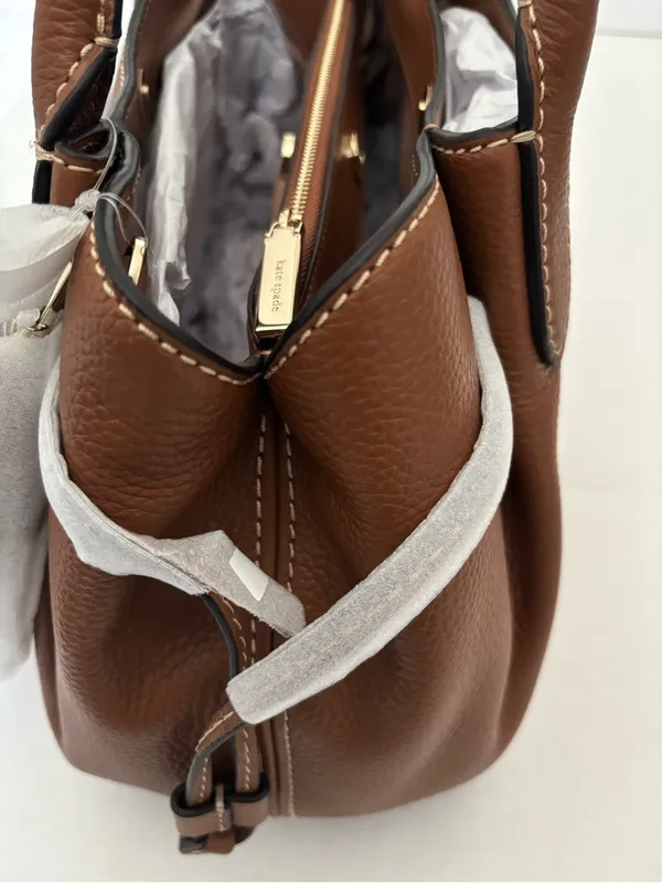 New kate spade New York Large Brown Dumpling Pebble Leather Satchel - Image 9