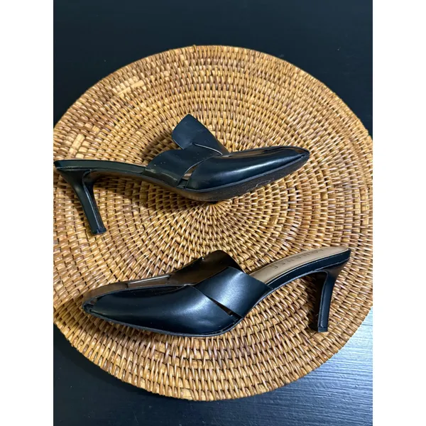 Journee Collection Black Woven Cage Heeled Mules Pointed Toe Sandals Womens 9 - Image 4