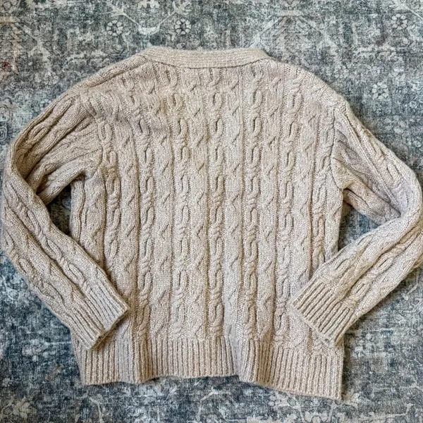 $495 ATM Anthony Thomas Melillo Clay Wool Cable Knit Cardigan AW8664-ABO Medium - Image 2