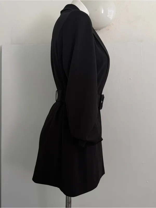 NEW BBJ Los Angeles Blazer Dress MEDIUM Black Belted Tailored Mini Blazer - Image 4