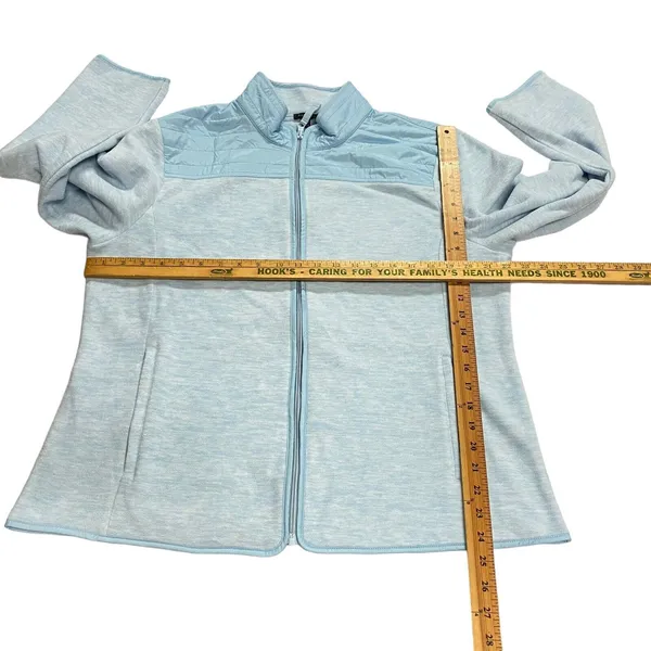 Talbots Womens Jacket XL Blue High Neck Zips Pockets Fleece Cotton Blend‎ - Image 12