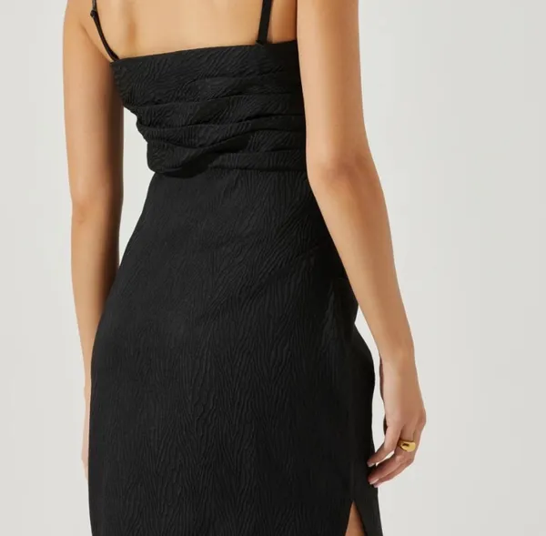 Black Muriel Jacquard Midi Dress - Image 4