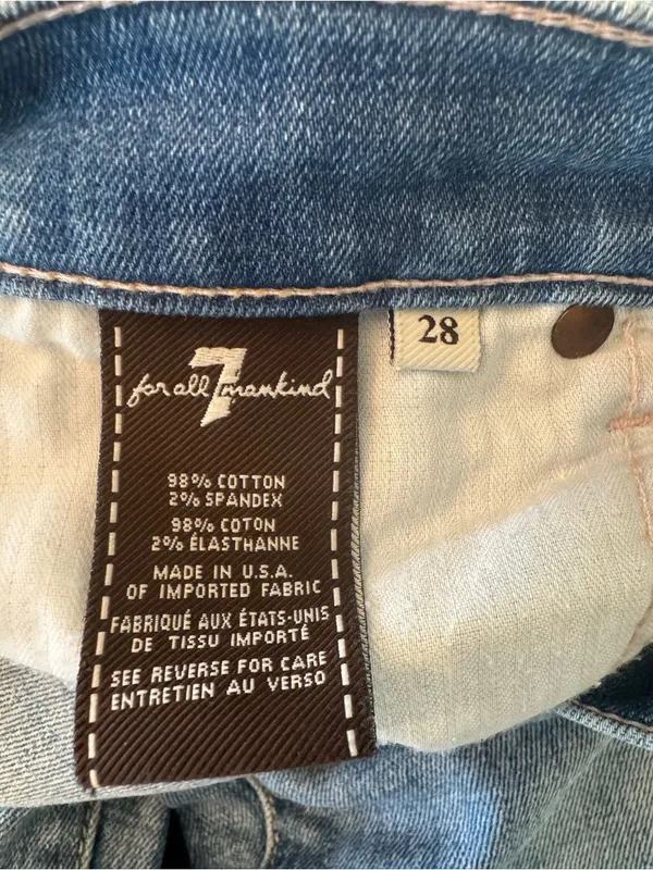 7 For All Mankind Skinny Crop & Roll Jeans Size 28 Light Wash Cuffed Ankle - Image 4
