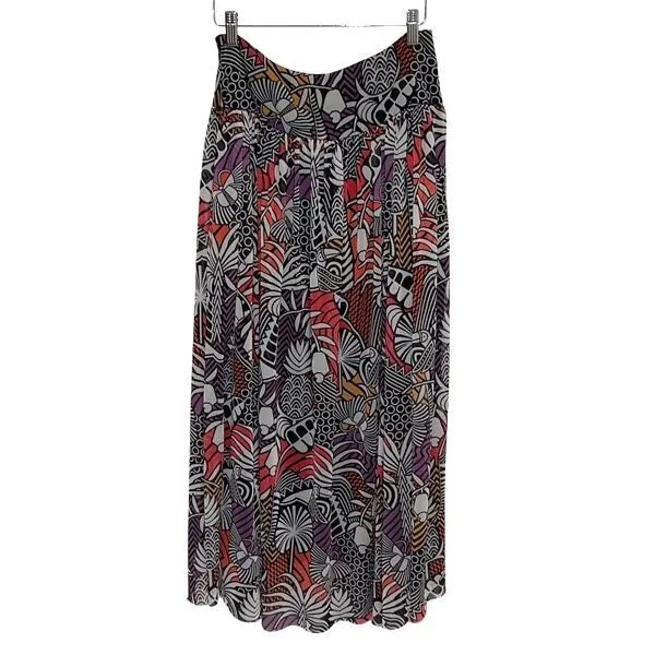 Farm Rio for Anthropologie Tropical Maxi Skirt Mesh Lined Black White Multi Smal - Image 2