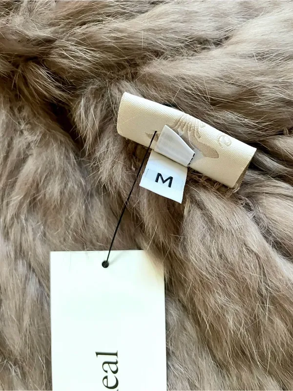 Tourance Genuine Real Rabbit Fur Vest Taupe Brown Soft Luxe Boho NEW - Image 5