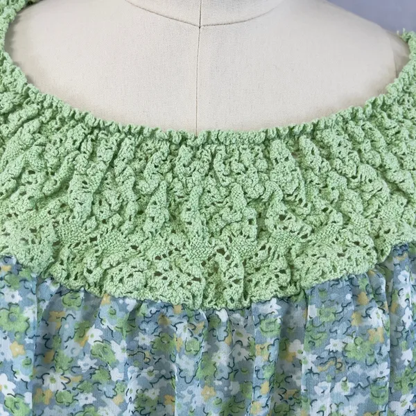 Floral Tiered Ruffle Top Women Medium Crochet Cottage Soft Girl‎ Fairy Prairie - Image 7