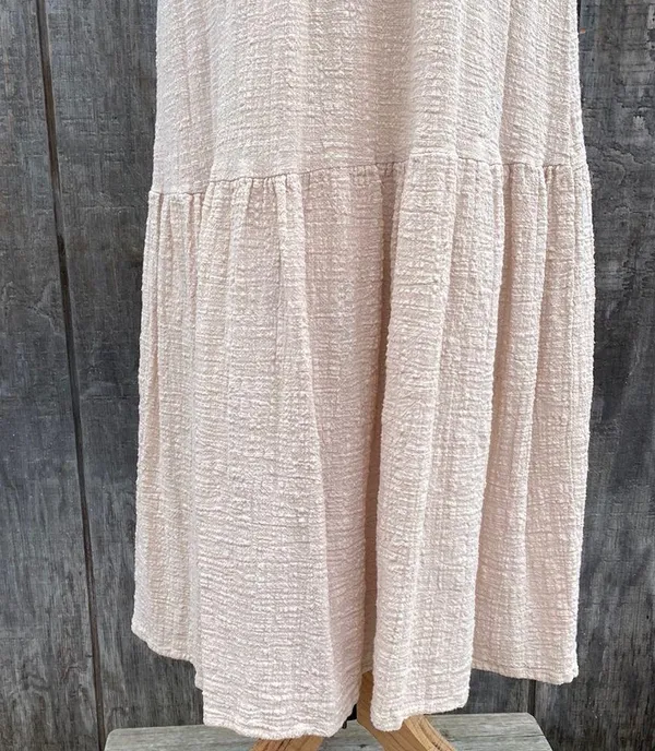 EUC HYFVE Open Back Cream Ruffle Hem Midi/Maxi Lined Dress Size Small Boho Chic - Image 4