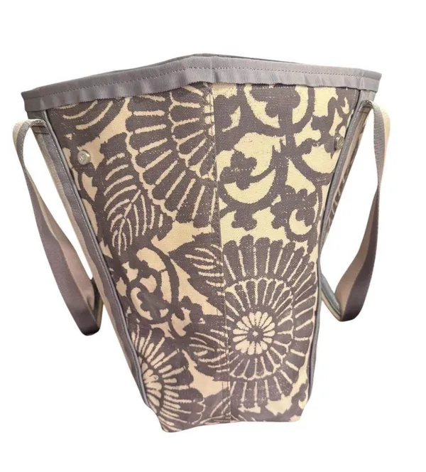 Lululemon Large Tote Bag Floral Gray Vinyl & Tote Shopping Bag Lot - Image 4