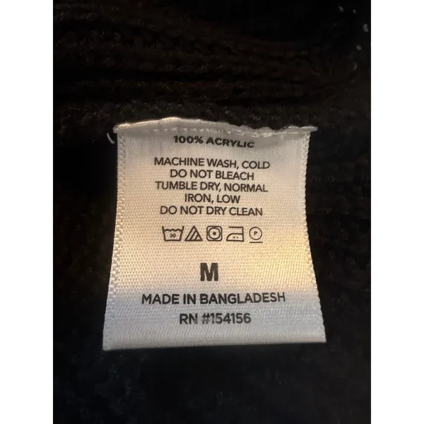 Mote‎ Black Shaker Knit Tunic Sweater Womens Medium 3/4 Sleeve High-Low Hem - Image 6