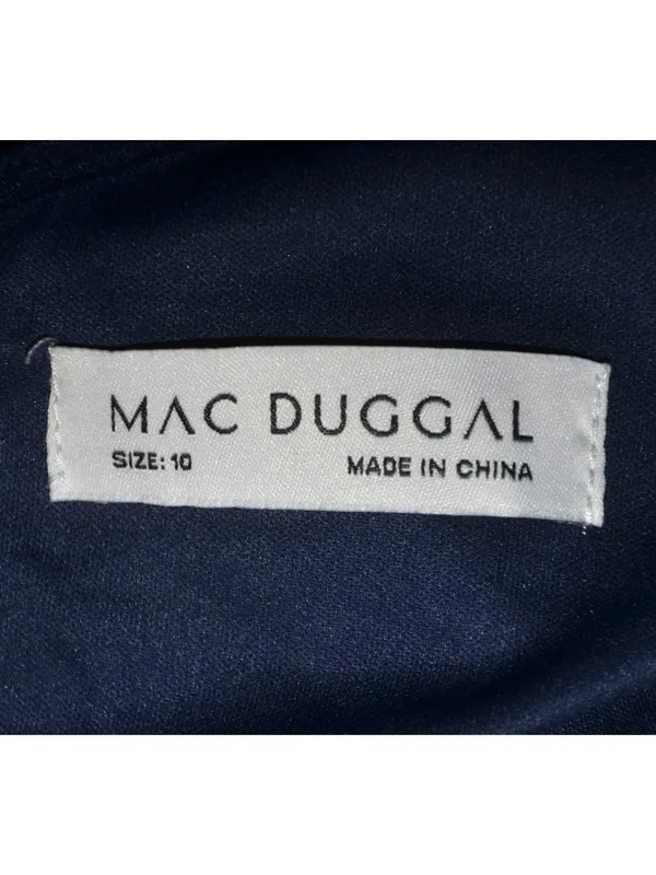 NWT Mac Duggal Size 10 Evening Gown Navy Embellished Thigh High Faux Wrap Formal - Image 13