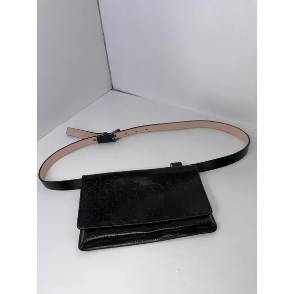 Calvin Klein Collection Black Leather Belt Bag Adjustable Waist - Image 3