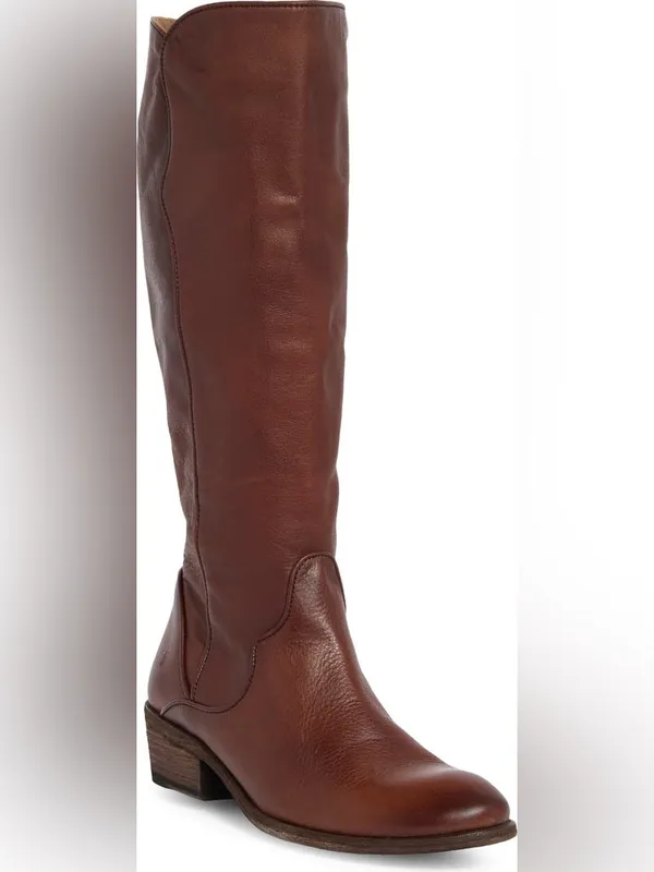 Frye Carson Piping BrownLeather Tall Knee High, Extended Calf. Size 8 - Image 3