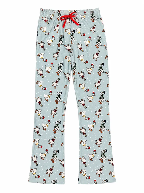 Festive Porch Goose Christmas Polyester Fleece-Feel Lounge Pants Size Small - Image 2