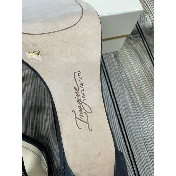 Imagine Vince Camuto BLACK Glitter T-Strap Stiletto Sandal Heels SHOES SZ 8 - Image 10