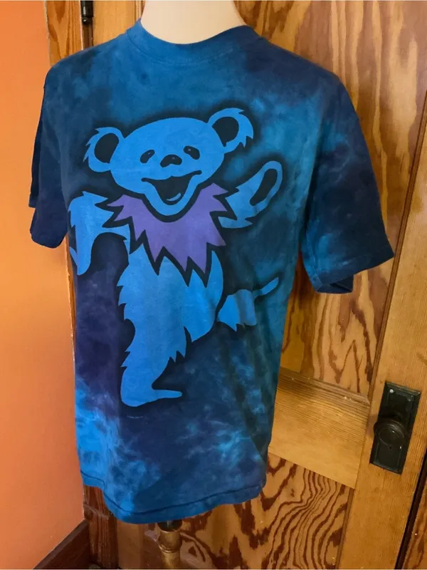 Liquid Blue Grateful Dead Dancing Bear Blue Tie Dye T Shirt Medium - Image 7