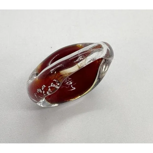 Vintage Handmade Glass Ring Size 7.75 Crackle Red‎ & Silver Retro Funky Lava - Image 7