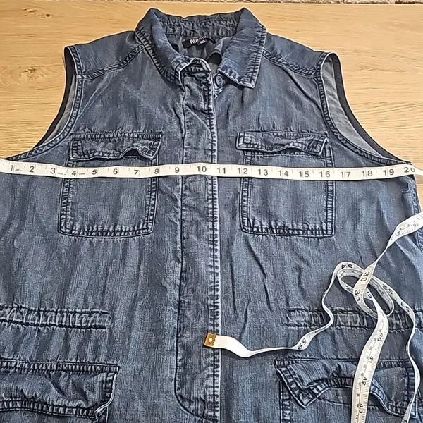 Buffalo David Bitton Lightweight Blue Denim Tunic Vest Medium‎ - Image 8