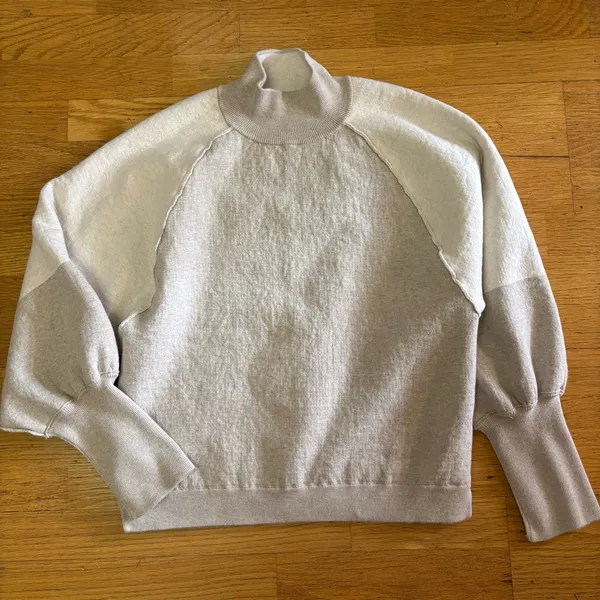Free People We the Free Dayton Neutral Slouchy Mock Neck Pullover Sweatshirt S - Image 3
