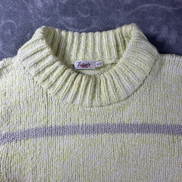 Faherty Striped Chunky Knit Cuddle Sweater XS‎ Yellow Bright Crew Butter So Soft - Image 5