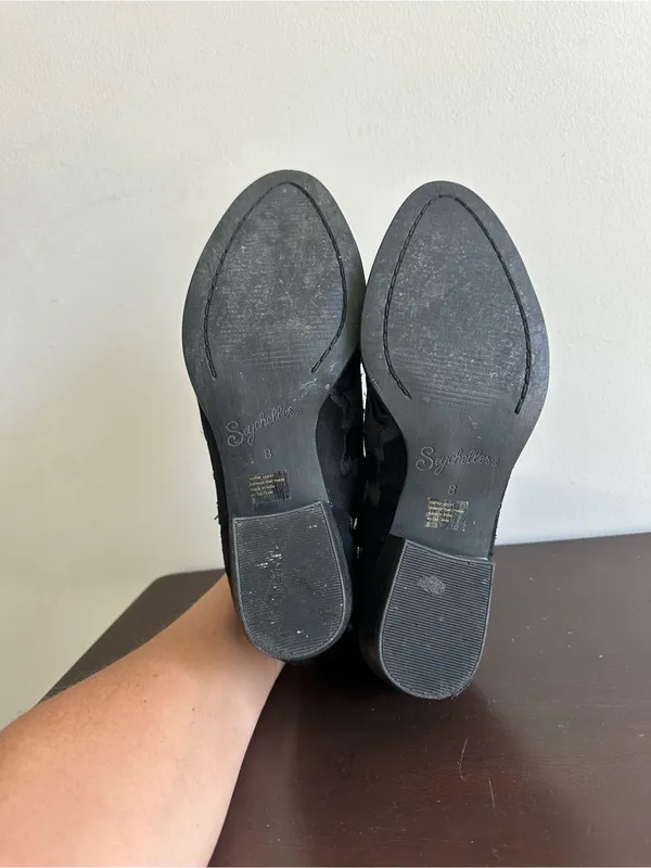 Seychelles Black Suede Embroidered Ankle Boots 8 - Image 7
