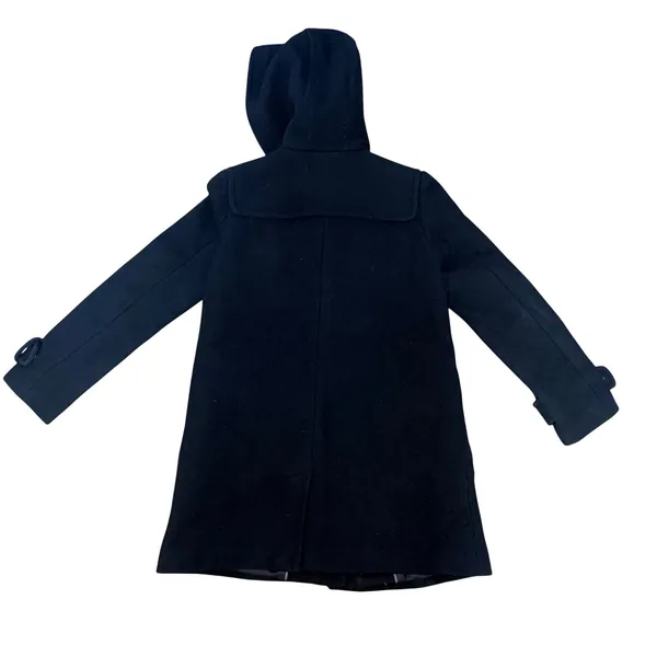Banana Republic Black Wool Hooded Parka Pea Coat Womens Small Full Zip Snap Chic - Image 11