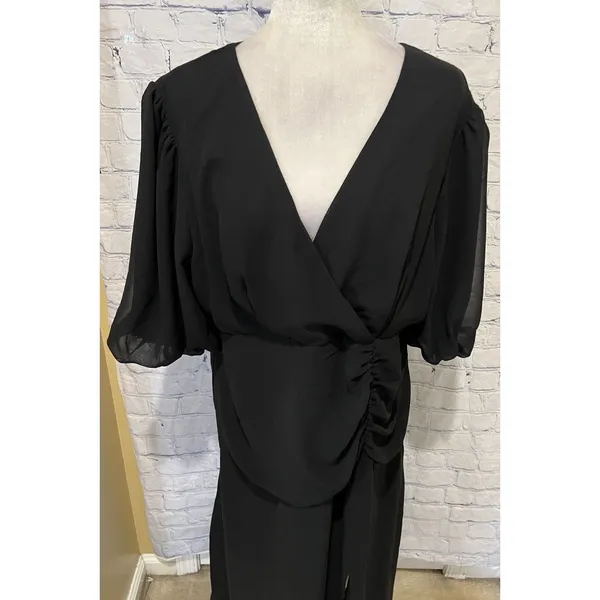 Chelsea28 Forget Me Not Gathered Waist Black Short Sleeve Dress Size XXL - Image 3