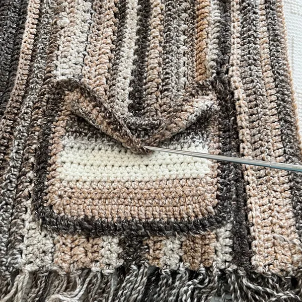 Chunky Knit Shawl with Oversized Pockets Brown - Image 6