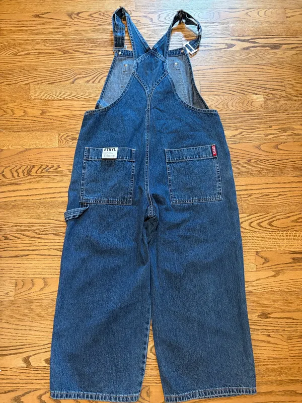 Ethyl Denim Overalls Bibs Cropped Vintage Blue - Image 2