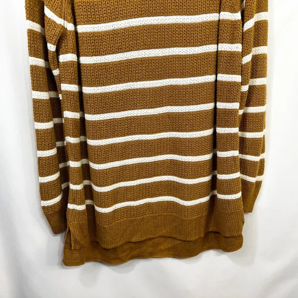 Old Navy XL Sweater Mustard Striped Crew Raglan Academia‎ Fall Knit Office 214 - Image 4