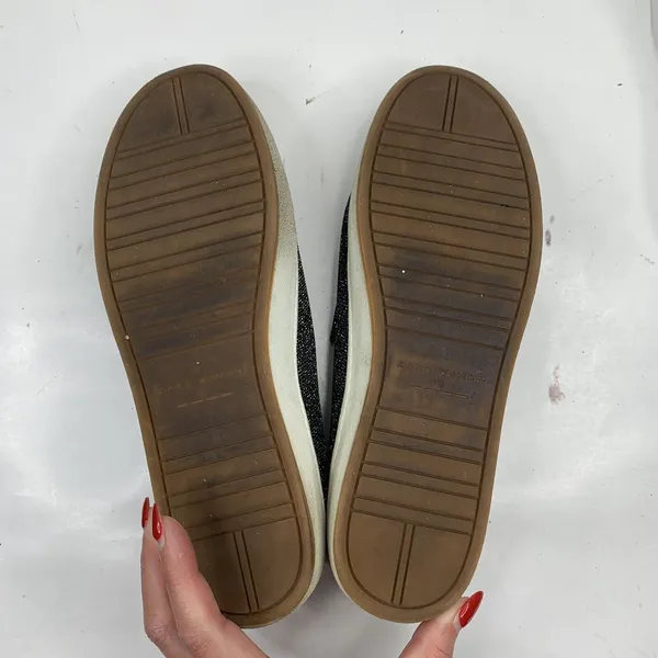 Zara 9 Sneakers YEAH Slip On Black Metallic Platform Canvas Casual Varsity Shoes - Image 12
