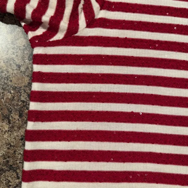 Talbots 3/4 Sleeve Top Striped Sequin Preppy Nautical Red White Plus Size 3X - Image 7