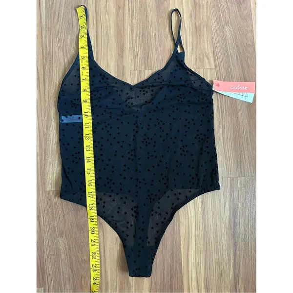 Colsie Sheer Star Flocked Mesh Thong Bodysuit NWT Size S - Image 7