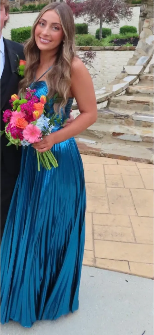 Blue metallic dress Size 8 - Image 2