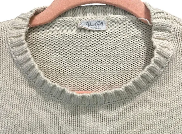 Brandi Melville Crew Neck Cotton Cream Blue Striped Cable Knit Sweater Preppy - Image 6